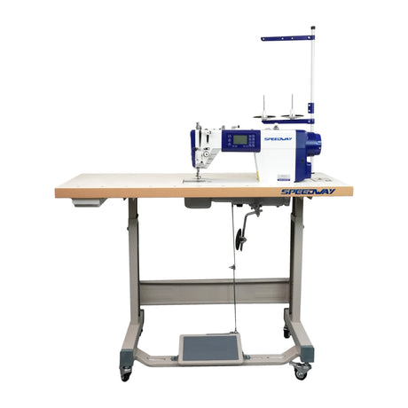 SPEEDWAY SW 8000 A Single Needle Direct Drive Fully Automatic Stepper Motor Drop Feed Lockstitch Industrial Sewing Assembled with Table and Stand with Wheels