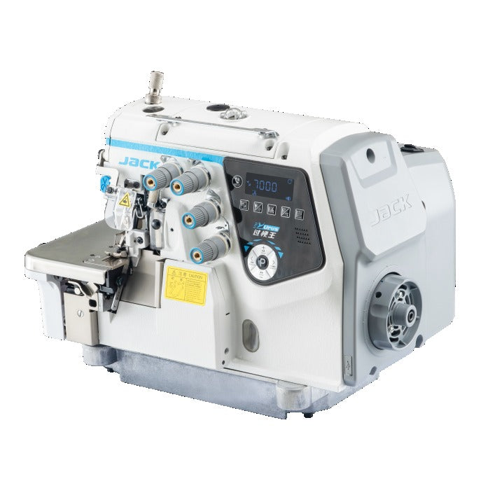 JACK C7-5-M04/435 — Máquina overlock de 5 hilos, reconocimiento inteligente de material, mesa y base incluidas