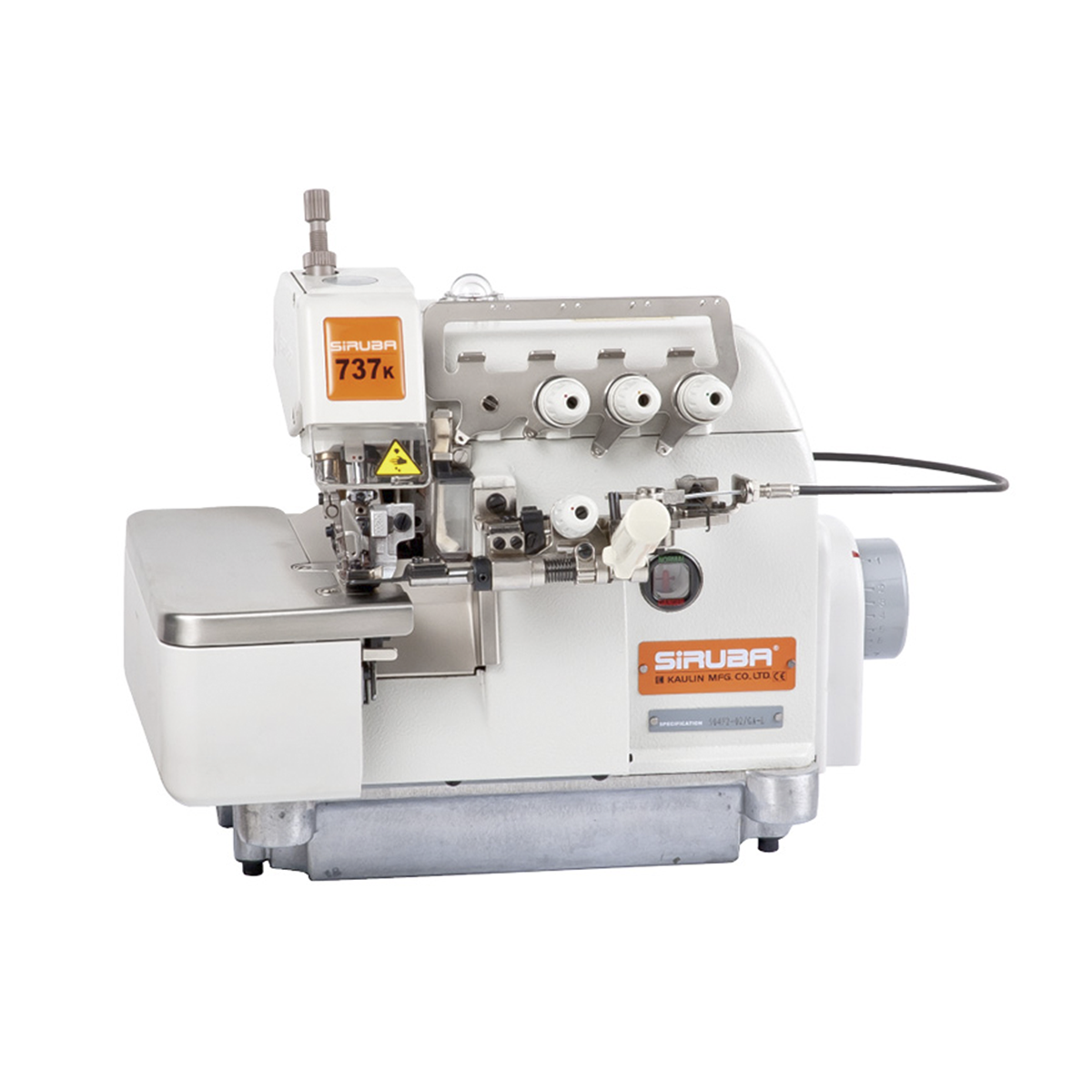 SIRUBA 737K-504F2-02/GAL Overlock para bebé de 3 hilos con dispositivo de recolección Máquina de coser industrial ensamblada con servomotor, configuración de mesa completamente sumergida incluida