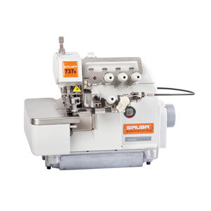 SIRUBA 737K-504F2-02/GAL Overlock para bebé de 3 hilos con dispositivo de recolección Máquina de coser industrial ensamblada con servomotor, configuración de mesa completamente sumergida incluida