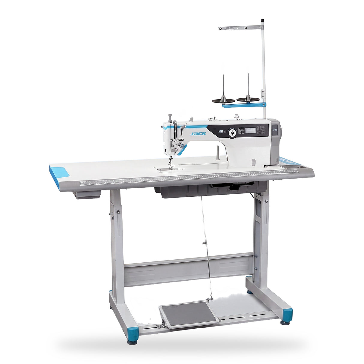 JACK A5E-B (A.M.H 2) AI Material Recognition Unlock the Potential of All Fabrics Single Needle Direct Drive Fully Automatic Drop Feed Lockstitch Industrial Sewing Machine Complete Assembled with Table and Stand Included