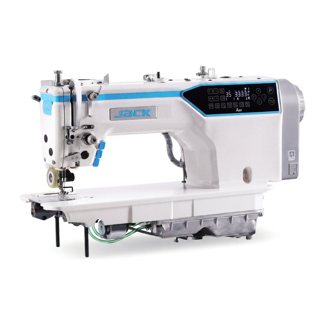 JACK® A6F-E-Q-PK – Single Needle Needle Feed Lockstitch with Integrated Puller – Complete Setup, Table & Stand Included