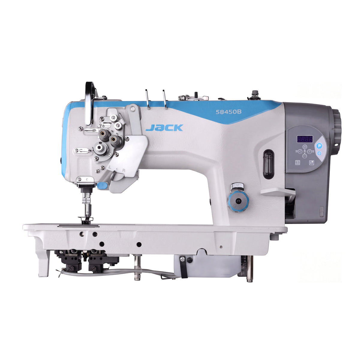 JACK® JK-58750B – Double Needle Large Bobbin Split-Bar Lockstitch – Complete Setup, Table & Stand Included
