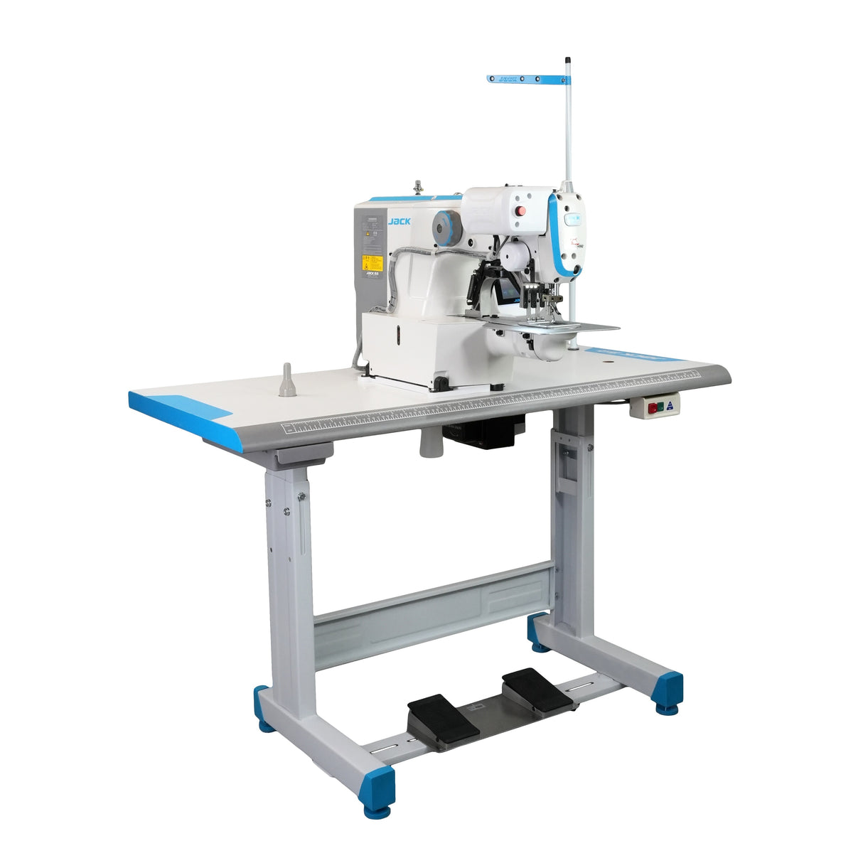 JACK® JK-T1906GS-D – Computer-Controlled High-Speed Shape-Tacking Sewing Machine – Complete Setup, Table & Stand Included