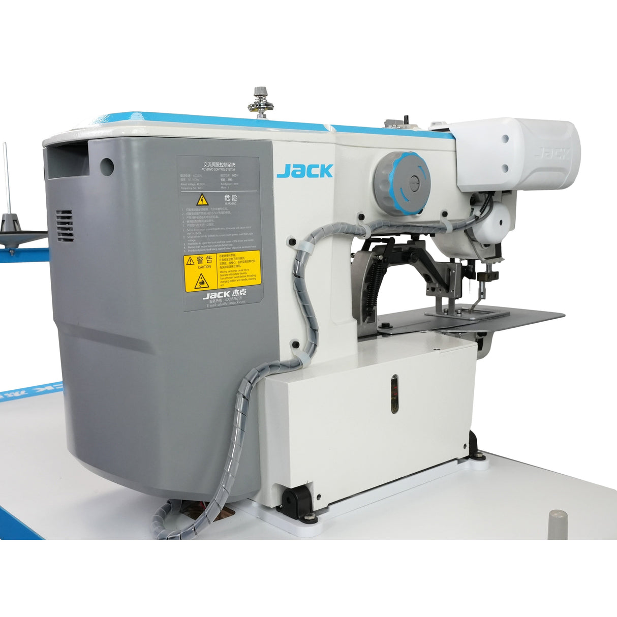 JACK® JK-T1906GS-D – Computer-Controlled High-Speed Shape-Tacking Sewing Machine – Complete Setup, Table & Stand Included