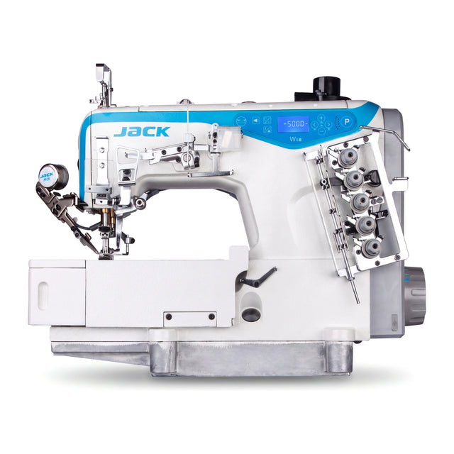 JACK® W4S UT 01GB – 3-Needle Flatbed Coverstitch with Thread Trimmer – Complete Setup, Table & Stand Included
