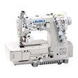 JUKI MF-7523U11 3 Needle Flatbed Coverstitch Industrial Sewing Machine Assembled with Servo Motor, Table and Stand Included
