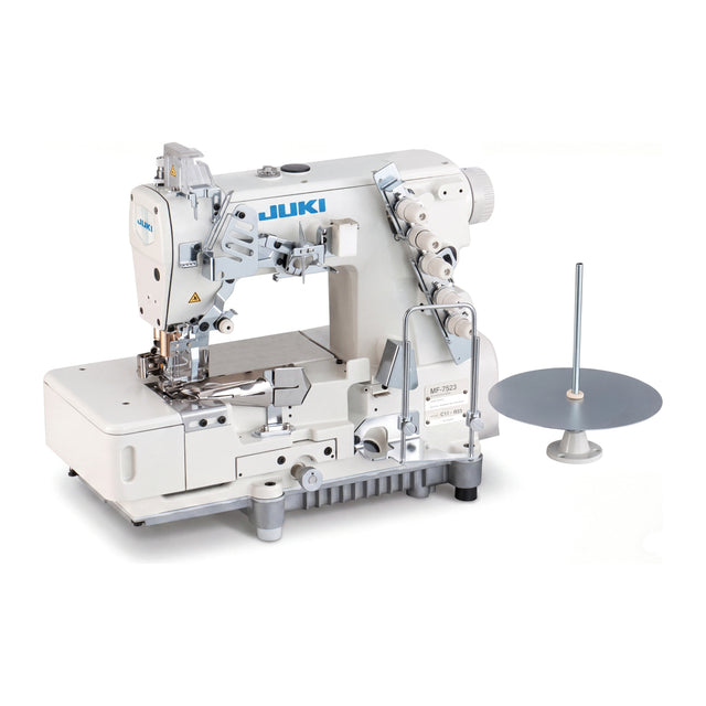 JUKI MF-7523C11 3 Needle Flatbed Coverstitch for Binding Industrial Sewing Machine with Table and Servo Motor Included Included