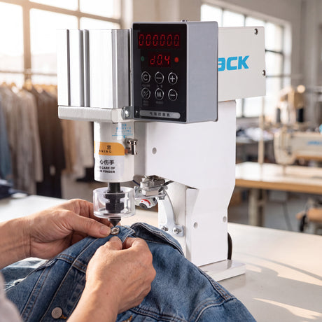 JACK® JK-2808 – Pneumatic Snap Button Attaching Machine – Complete Setup, Table & Stand Included