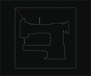 Sewing machine silhouette stitch pattern, 40 × 40 mm, fits the 60 × 50 mm field of the JACK JK-T1906GS-D