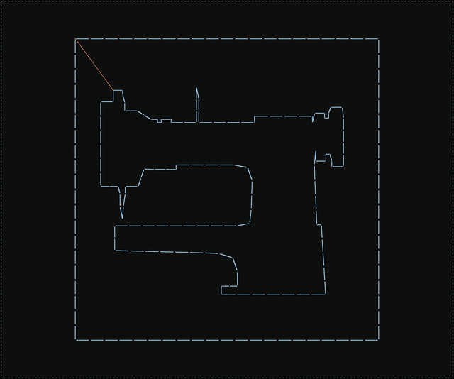 Sewing machine silhouette stitch pattern, 40 × 40 mm, fits the 60 × 50 mm field of the JACK JK-T1906GS-D