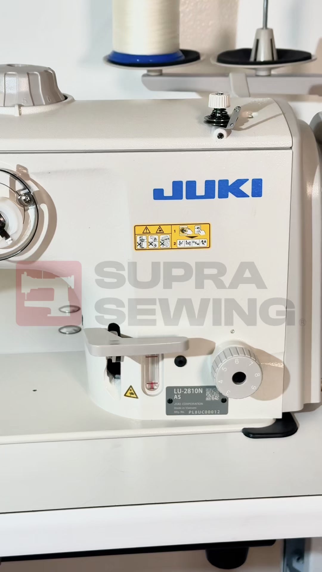 JUKI LU-2810AS Single Needle Heavy Duty Unison Feed Walking Foot Sewing Machine Assembled with Servo Motor, Table and Stand Included