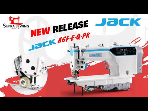 JACK A6F-EQ-PK Máquina de coser industrial con una sola aguja, totalmente automática, con alimentación directa y puntada de cadeneta y extractor, ensamblada con mesa y soporte incluidos (copia) 