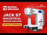 JACK S7-91T — Máquina lockstitch industrial de arrastre triple de cama de poste de una aguja, mesa y base incluidas