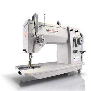 SINGER 20U-105C — Máquina lockstitch de pespunte recto y zig-zag de una aguja, ensamblada lista para usar con servomotor, mesa y base incluidas