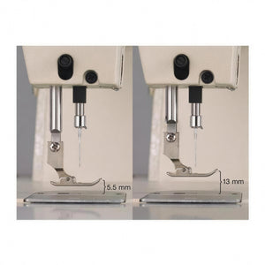 SINGER 20U-105C — Máquina lockstitch de pespunte recto y zig-zag de una aguja, ensamblada lista para usar con servomotor, mesa y base incluidas