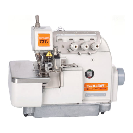 SIRUBA 737K-504M2-04 3 Thread Overlock Industrial Sewing Machine Assembled with Servo Motor, Fully Submerged Table Setup Included