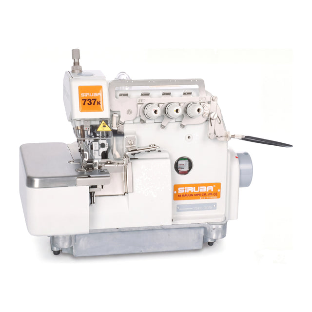 SIRUBA 737K-504M5-04/BK 3 Thread Overlock with Backlatch Industrial Sewing Machine Assembled with Servo Motor, Fully Submerged Table Setup Included