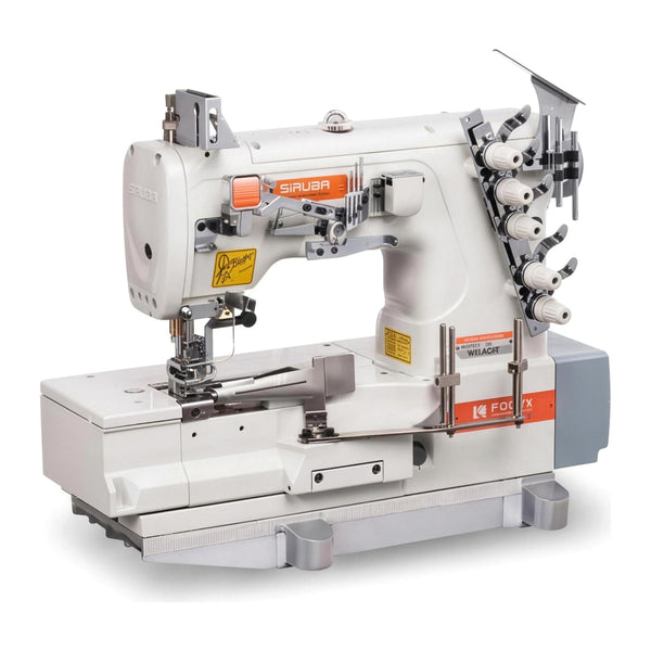 SIRUBA F007K-W222-356/FQ 3 Needle Flatbed Coverstitch with Binding Device Industrial Sewing Machine Assembled with Table and Servo Motor Included