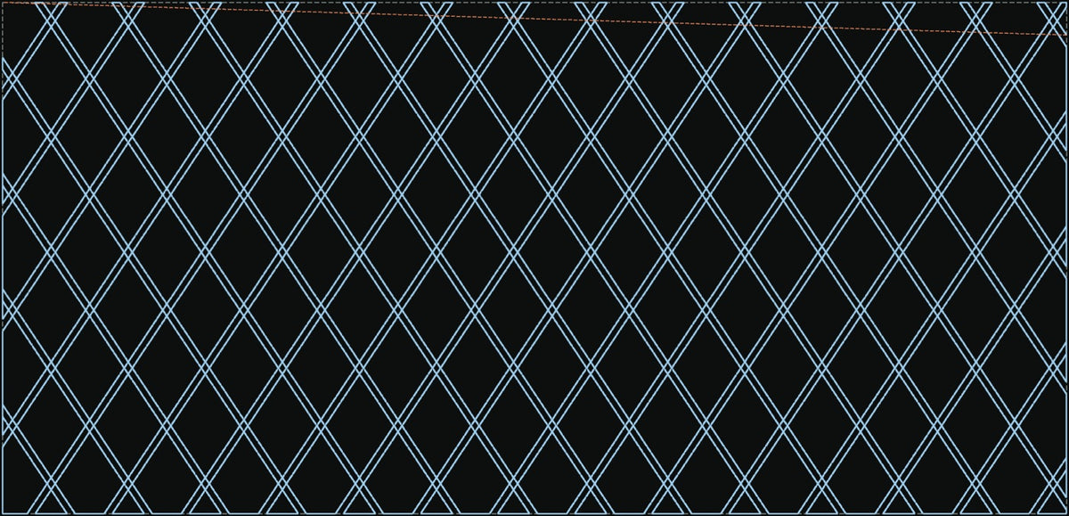 Double Diamond quilting pattern as an SLW stitch file for a CNC pattern sewing machine, 25 x 12 in