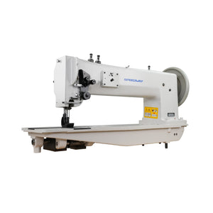 SPEEDWAY SW-28BL-20 2-Needle 20" Long Arm Extra Heavy Duty Walking Foot Compound Feed Industrial Sewing Machine with Japanese Hook & 900W Servo Motor for Sails, Tarps, Leather & Upholstery - Complete Setup, Table & Stand Included