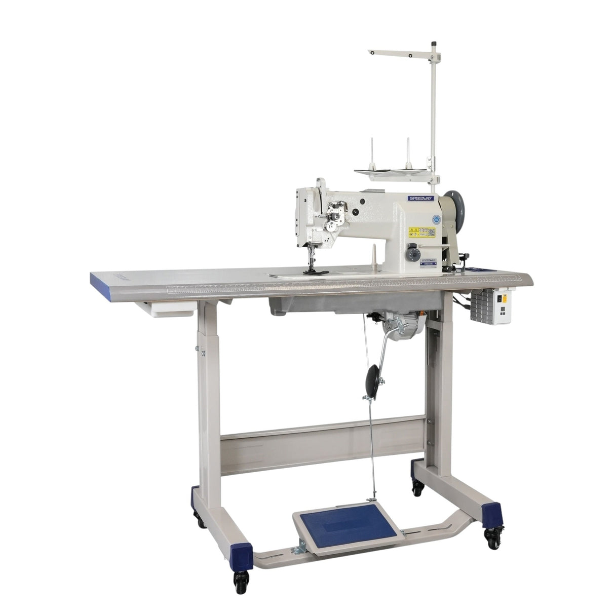 SPEEDWAY® SW-4400N Single Needle Heavy Duty Unison Feed Walking Foot Sewing Machine Assembled with Servo Motor, Table and Stand Included