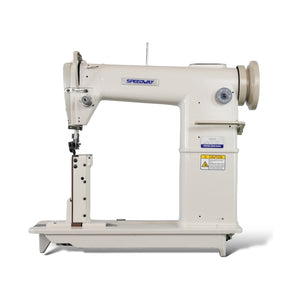 SPEEDWAY SW-810 — Máquina lockstitch industrial de cama de poste de una aguja, con servomotor, mesa y base incluidas