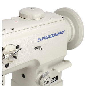 SPEEDWAY® SW1760L/VS Double Needle Post Bed Heavy Duty Unison Feed Walking Foot Sewing Machine Assembled with Table and Stand Included