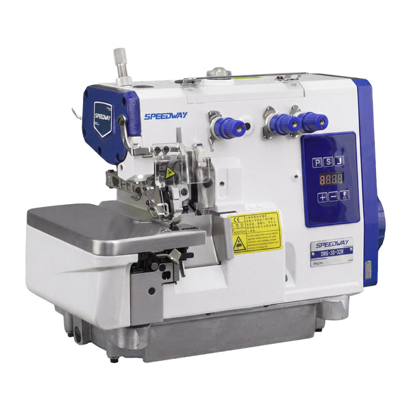 SPEEDWAY SW6-3D-32R 1-Needle 3-Thread Narrow Gauge Rolled Hem Direct Drive Overlock Industrial Sewing Machine for Lingerie, Blouses, Scarves & Light Fabrics - Complete Setup, Fully Submerged Table Included