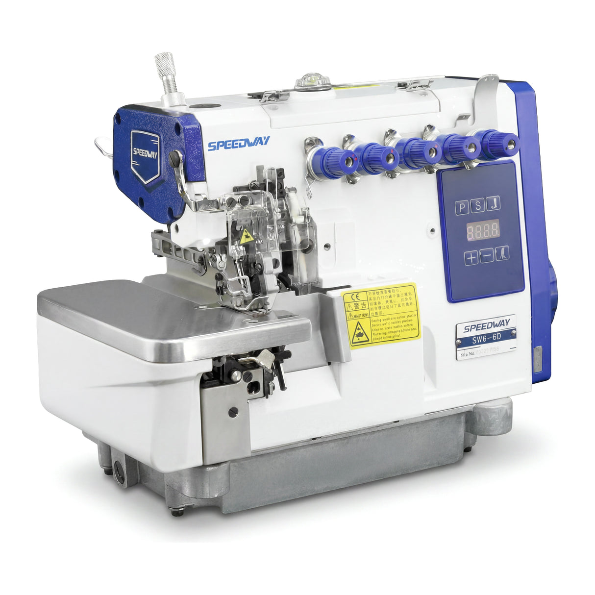 SPEEDWAY SW6-6D 3-Needle 6-Thread Universal Direct Drive Overlock Industrial Sewing Machine - Convertible 516 / 514 / 504 for Sample Rooms, Alterations & Mixed Production - Complete Setup, Fully Submerged Table Included