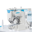 Supra Sewing Online, Llc Jack JK-T430G-02-Z/P direct drive electronic bar tacker sewing machine with digital display for heavy materials.