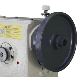 Supra Sewing Online, Llc Speedway SW 246 industrial sewing machine with unison feed and large handwheel. Beige metal casing.