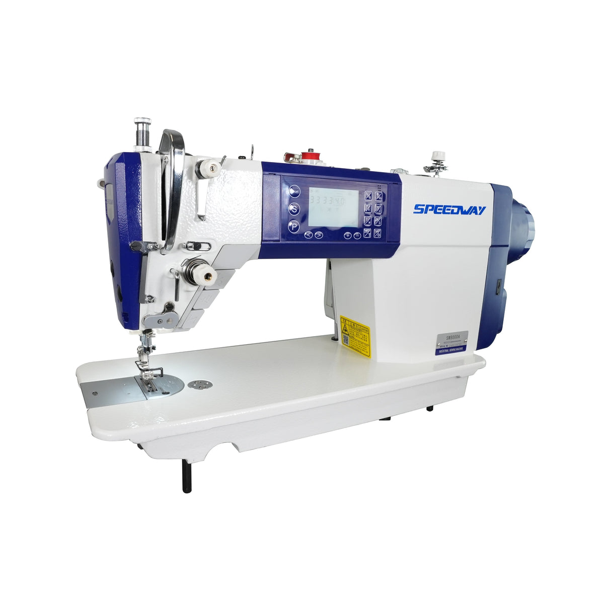 SPEEDWAY SW 8000 A Single Needle Direct Drive Fully Automatic Stepper Motor Drop Feed Lockstitch Industrial Sewing Assembled with Table and Stand with Wheels