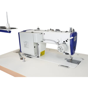 SPEEDWAY SW 8000 A Single Needle Direct Drive Fully Automatic Stepper Motor Drop Feed Lockstitch Industrial Sewing Assembled with Table and Stand with Wheels