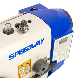 SPEEDWAY SW9000-D4 Máquina de coser industrial de pespunte de alimentación por caída totalmente automática con accionamiento directo de una sola aguja ensamblada con mesa y soporte incluidos